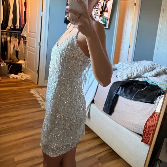 Show Me Your MuMu Silver Sequin Mini Dress - Picture 5 of 6
